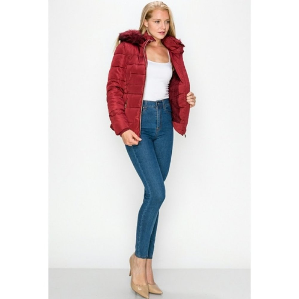 💜Wine Faux Fur Jacket💜 Women's & Youth Jackets - Picture 4 of 15